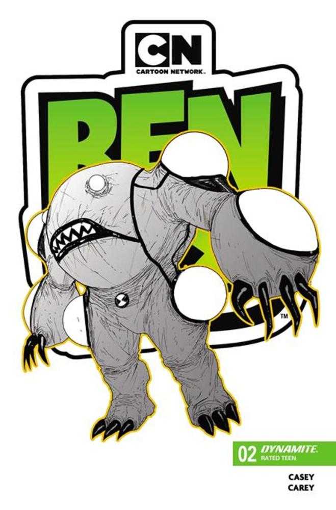 Ben 10 #2 2nd Printing Cover B Inc 1:7 Robert Carey Black & White Variant