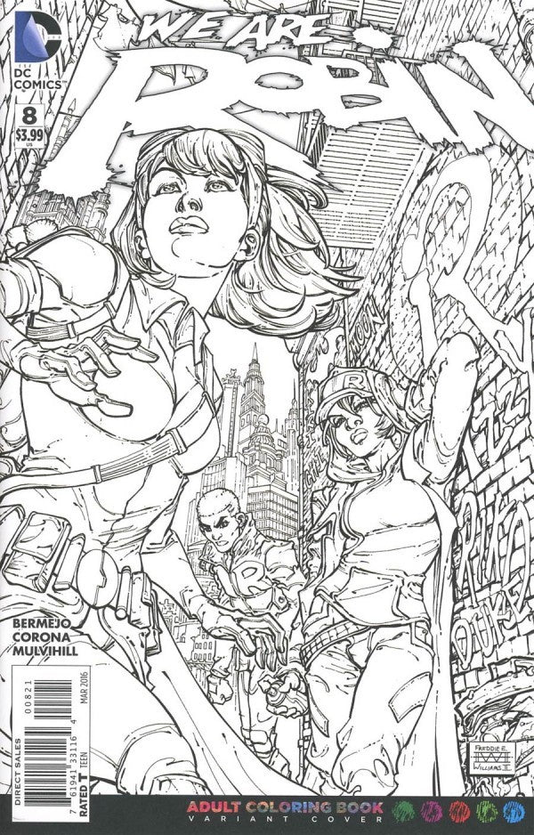 We Are Robin #8 Freddie E. Williams II Black & White Adult Coloring Book Variant